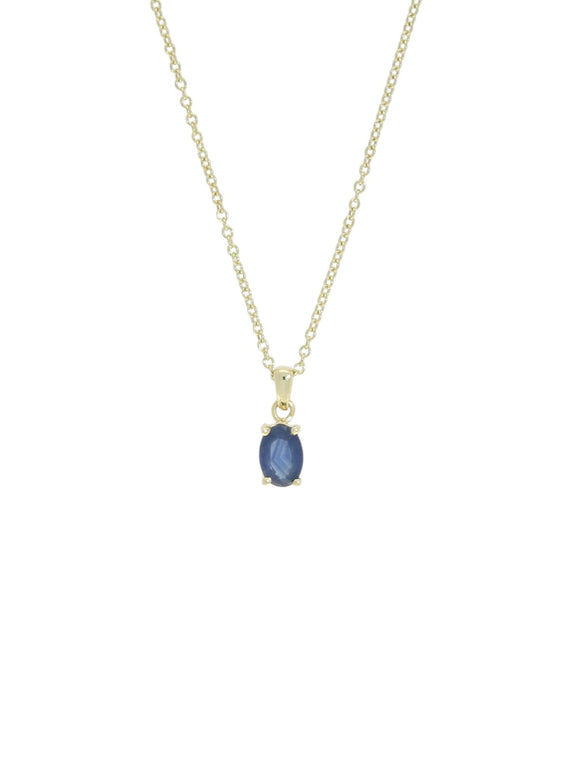 Sapphire Oval Pendant Necklace in 9ct Yellow Gold