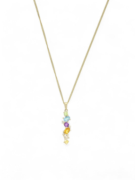 Multi Gemstone & Diamond Pendant in 9ct Yellow Gold
