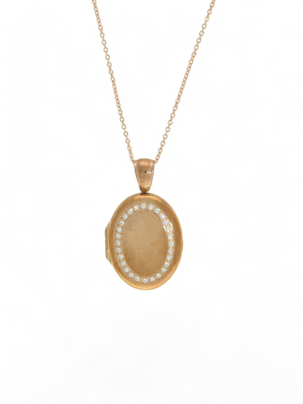 Diamond Oval Locket in 9ct Rose Gold