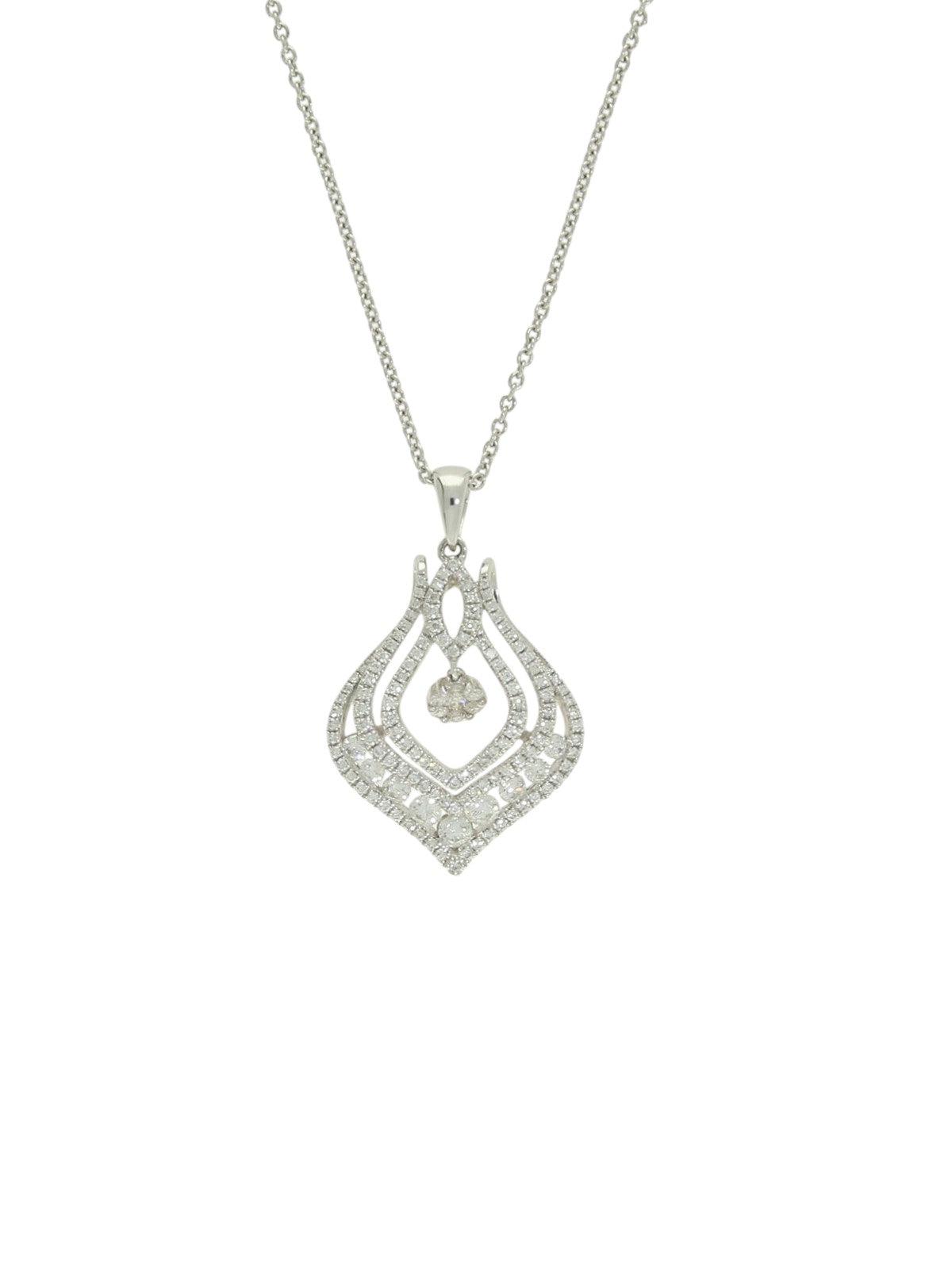 SALE Fancy Dangle Diamond Pendant Necklace 1.49ct in 18ct White Gold