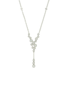 Diamond Cluster Drop Necklace 0.56ct in 18ct White Gold