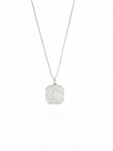 Art Deco Design Diamond Cluster Pendant Necklace 0.18ct Round Brilliant Cut in 18ct White Gold