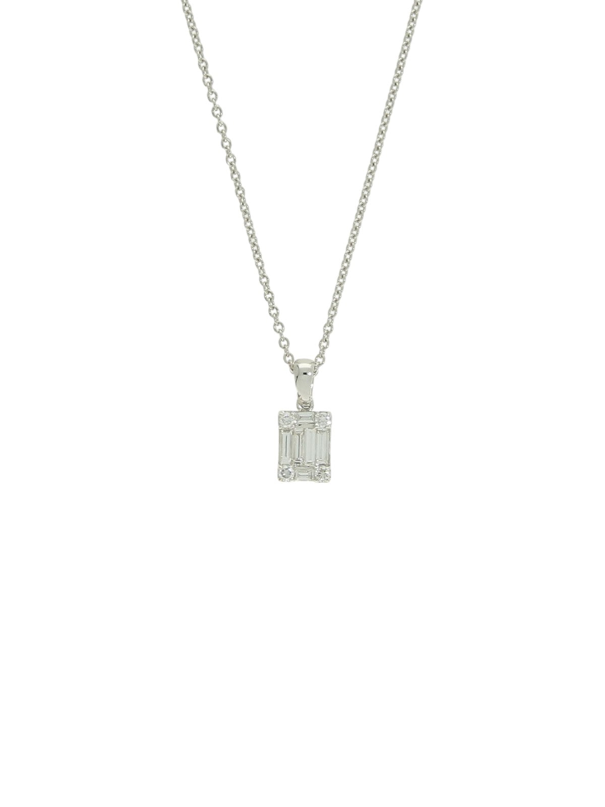 SALE Diamond Rectangular Pendant Necklace 0.39ct in 18ct White Gold