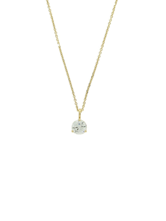 Diamond Round Brilliant Solitaire Pendant Necklace 0.50ct in 18ct Yellow Gold