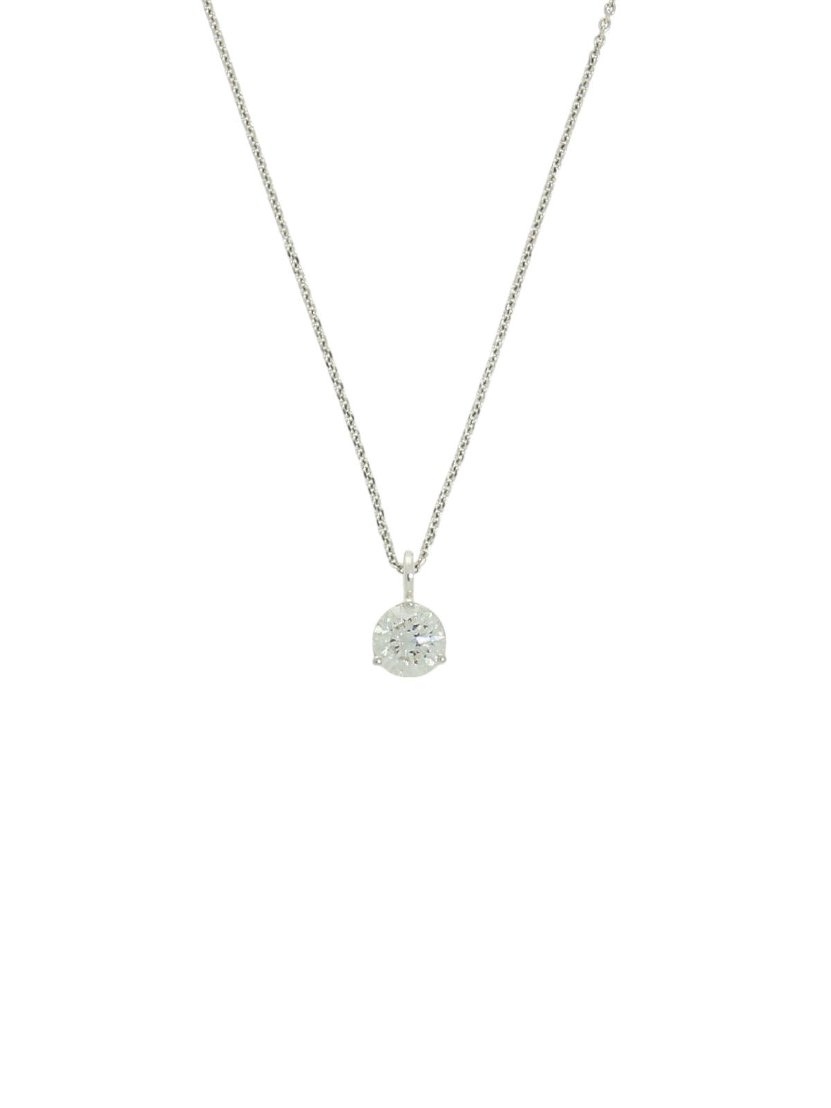 Diamond Round Brilliant Solitaire Pendant Necklace 0.70ct in 18ct White Gold