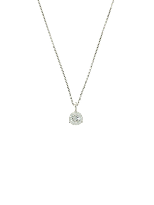 Diamond Round Brilliant Solitaire Pendant Necklace 0.70ct in 18ct White Gold