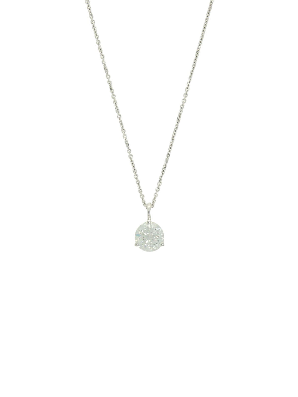 Diamond Round Brilliant Solitaire Pendant Necklace 1.00ct in 18ct White Gold