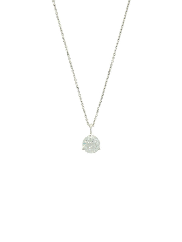 Diamond Round Brilliant Solitaire Pendant Necklace 1.00ct in 18ct White Gold