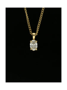 Diamond Oval Cut 0.30ct Solitaire Pendant Necklace in 18ct Yellow Gold