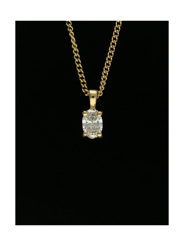 Diamond Oval Cut 0.30ct Solitaire Pendant Necklace in 18ct Yellow Gold