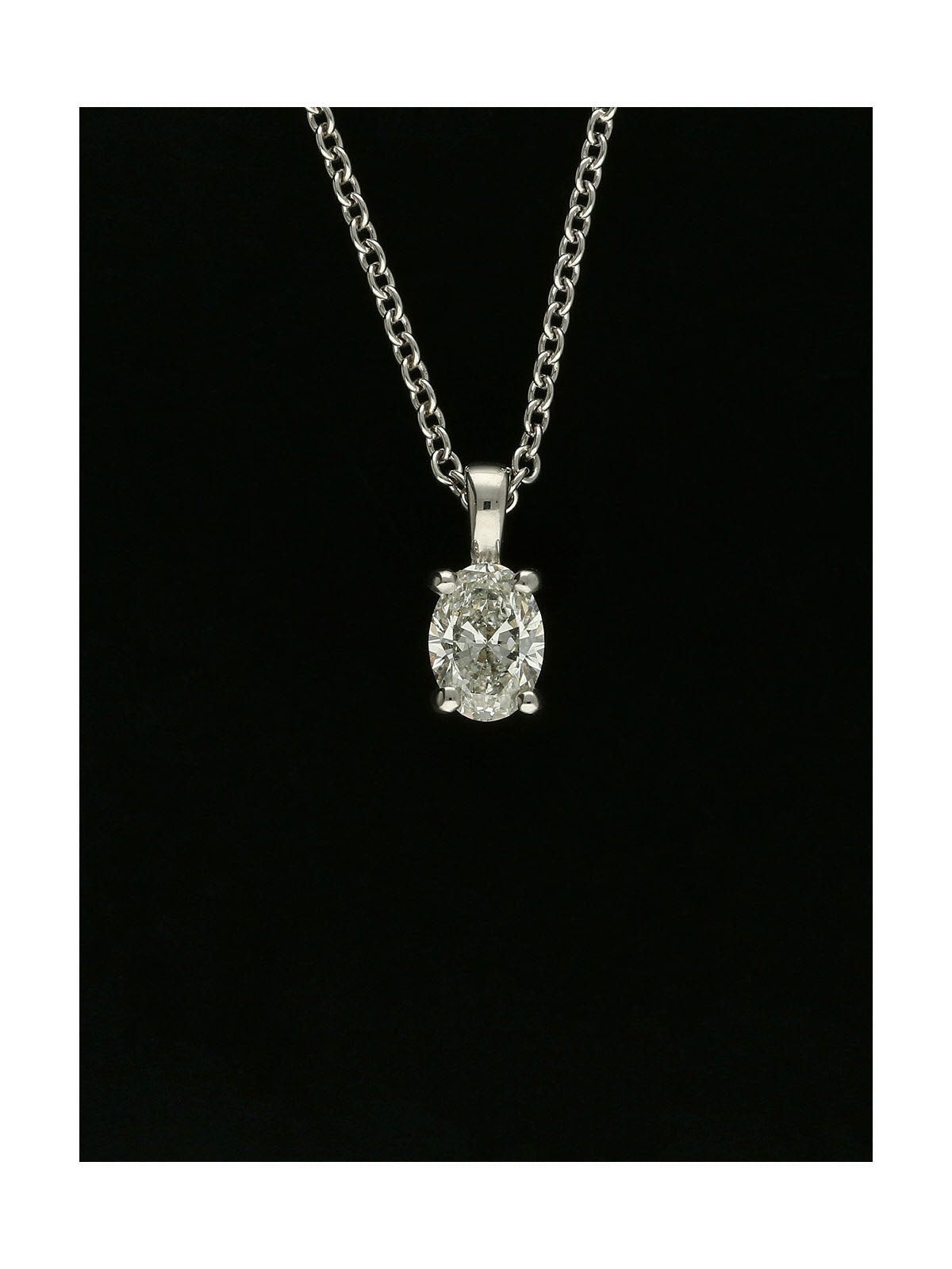 Diamond Oval Cut 0.40ct Solitaire Pendant Necklace in 18ct White Gold