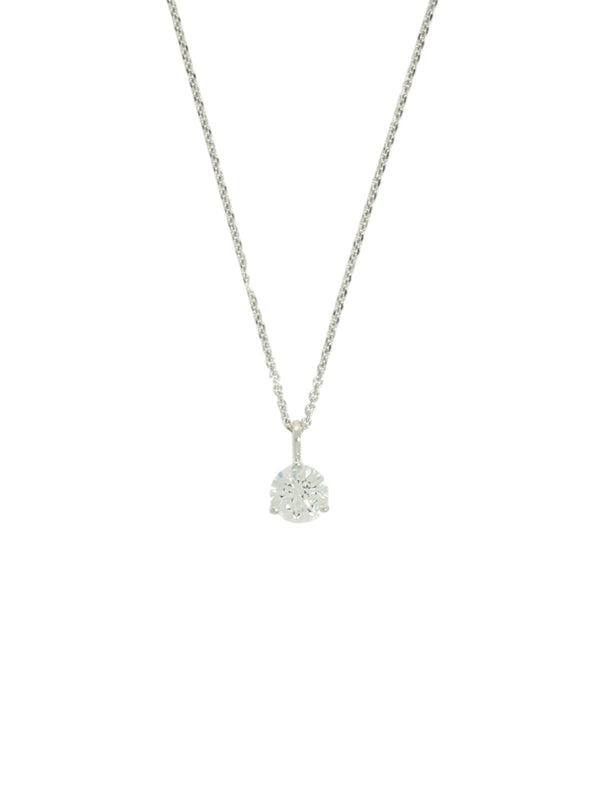 Diamond Round Brilliant Solitaire Pendant Necklace 0.55ct in 18ct White Gold