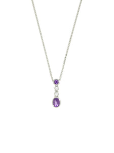 Amethyst & Diamond Pendant Necklace in 18ct White Gold