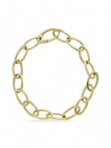 Polish Open Wavy Oval Link Bracelet in 9ct Yellow Gold