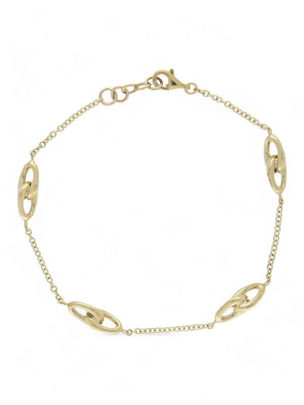 Interlocking Oval Link Station Bracelet in 9ct Yellow Gold