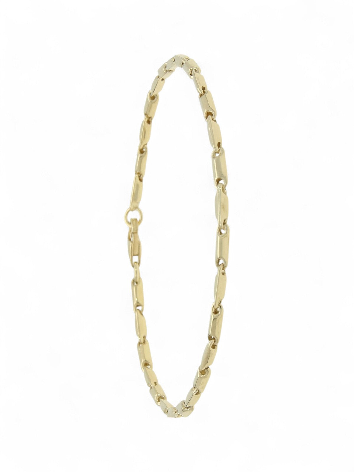 9ct Yellow Gold Oval & Diamond Shaped Link Bracelet