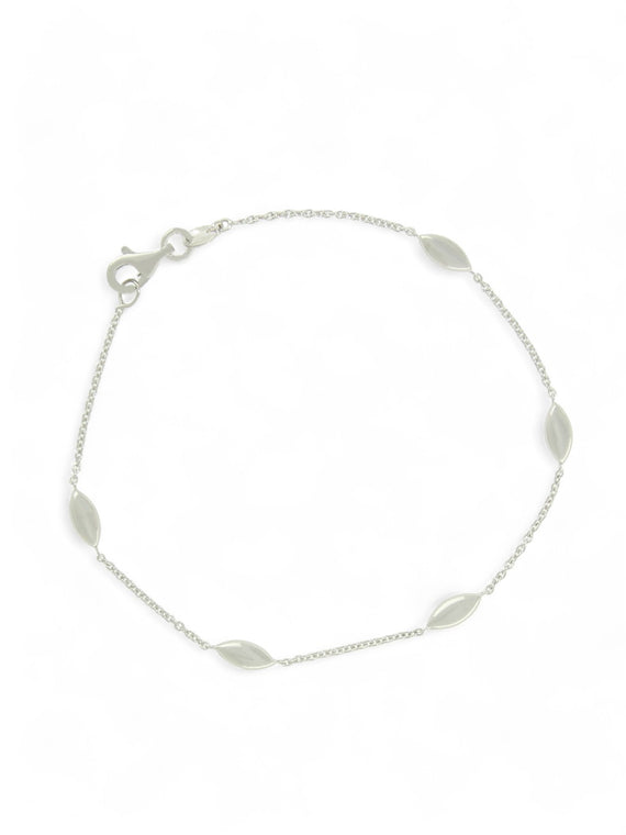 Marquise Bead 19cm Station Bracelet in 9ct White Gold
