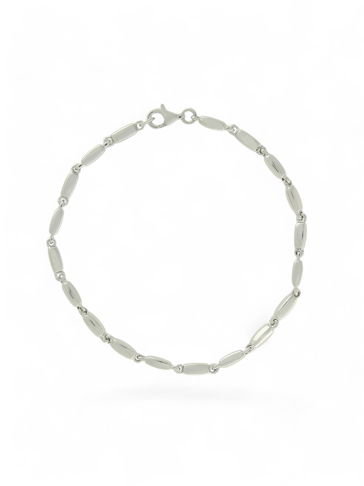 Polished Hollow Block Link Bracelet in 9ct White Gold