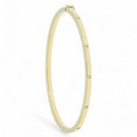 Diamond Round Brilliant Rubover Hinged Bangle in 9ct Yellow Gold