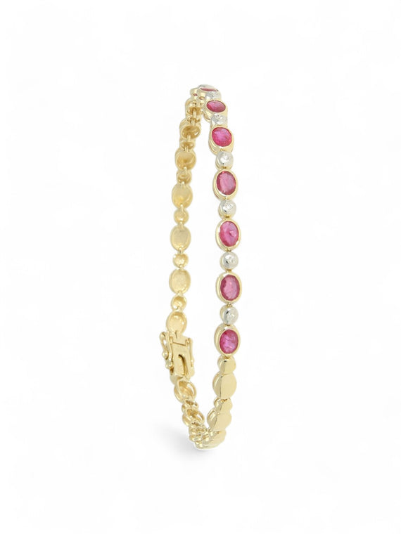 Ruby & Diamond Bracelet in 9ct Yellow Gold