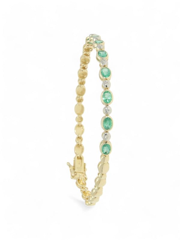 Emerald & Diamond Bracelet in 9ct Yellow Gold