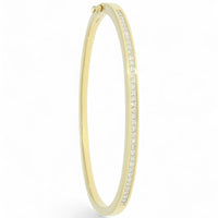 Diamond Princess Cut Channel Bangle 1.08ct in 18ct Yellow Gold