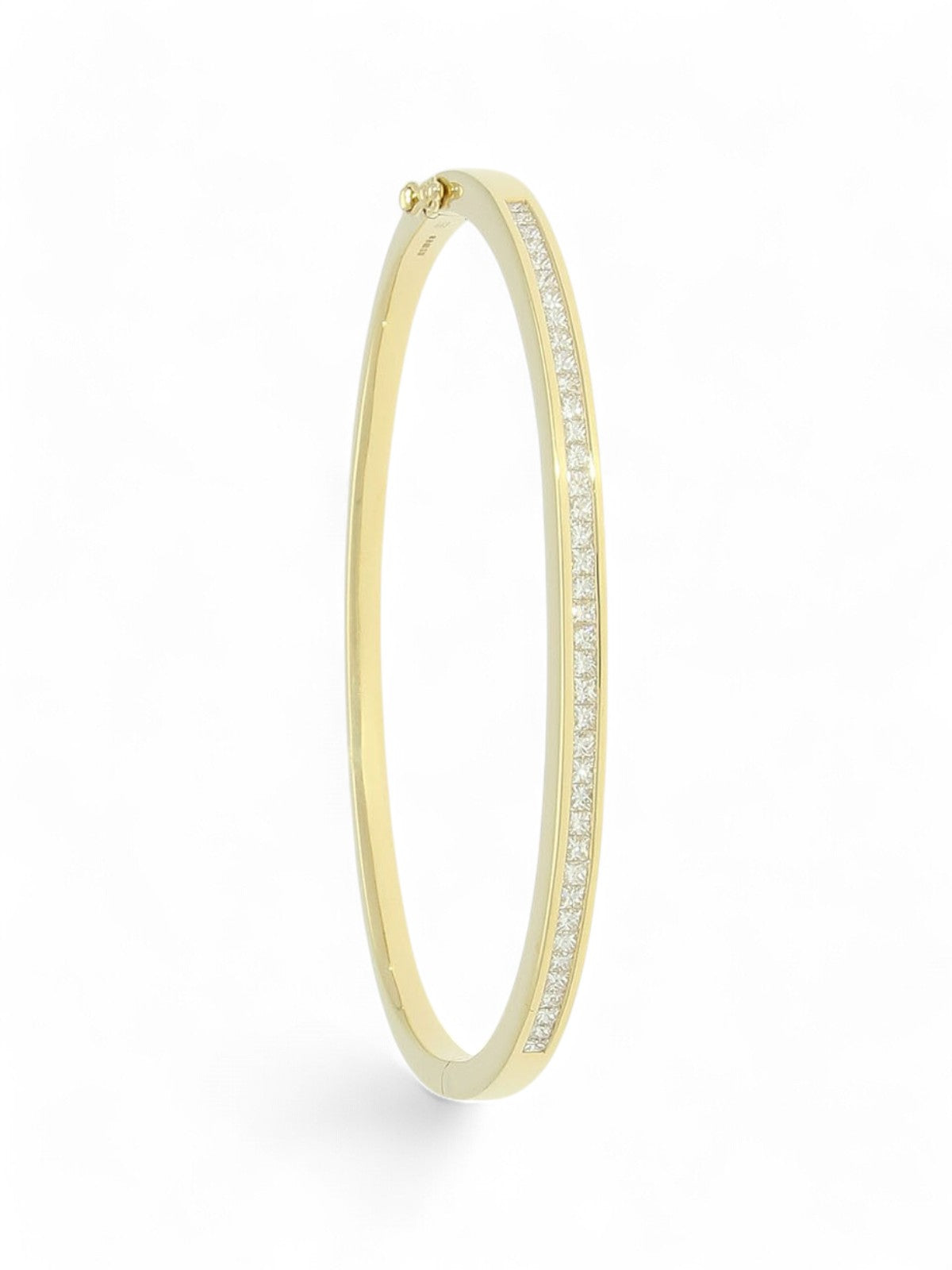 Diamond Princess Cut Channel Bangle 1.08ct in 18ct Yellow Gold