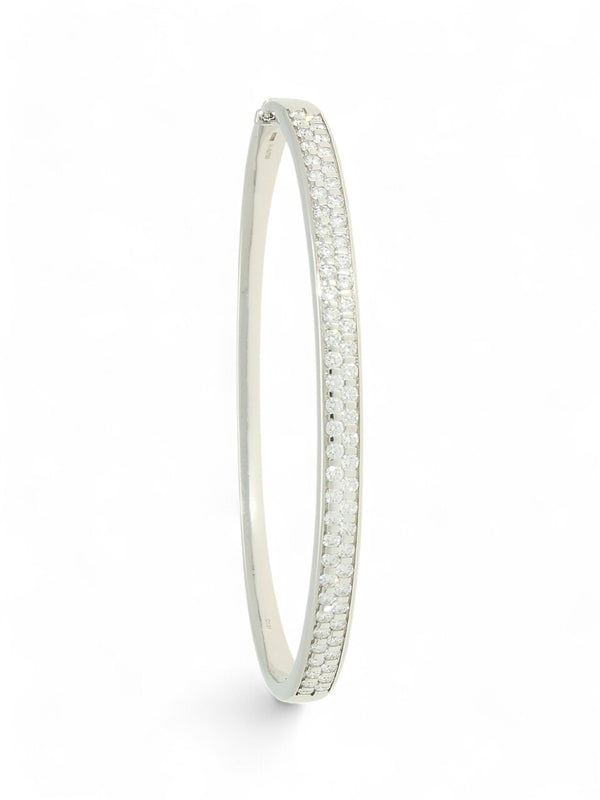 Diamond Two Row Bangle 1.42ct in 18ct White Gold