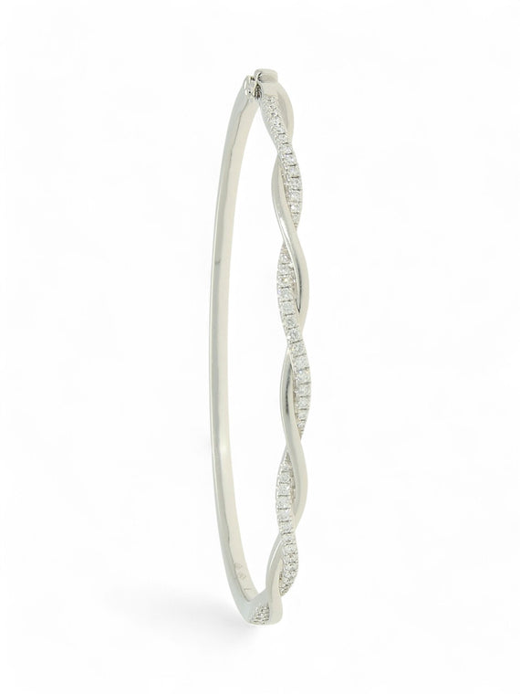 Diamond Twist Bangle in 18ct White Gold