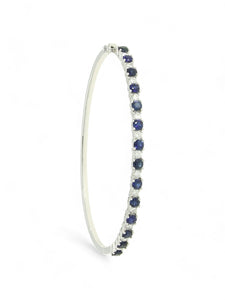 Sapphire & Diamond Bangle in 18ct White Gold