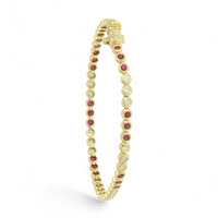 Ruby & Diamond Line Bracelet in 9ct Yellow Gold