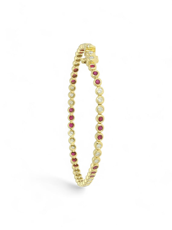 Ruby & Diamond Line Bracelet in 9ct Yellow Gold