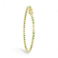 Emerald & Diamond Line Bracelet in 9ct Yellow Gold