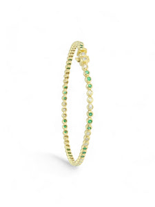 Emerald & Diamond Line Bracelet in 9ct Yellow Gold