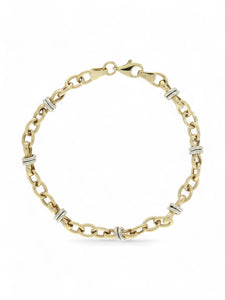 Interlocking Oval Chain Bracelet in 9ct Yellow & White Gold