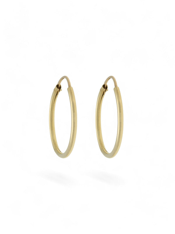 Thin Sleeper Hoop Earrings in 9ct Yellow Gold