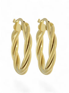 Twisted Hoop Earrings 20mm in 9ct Yellow Gold