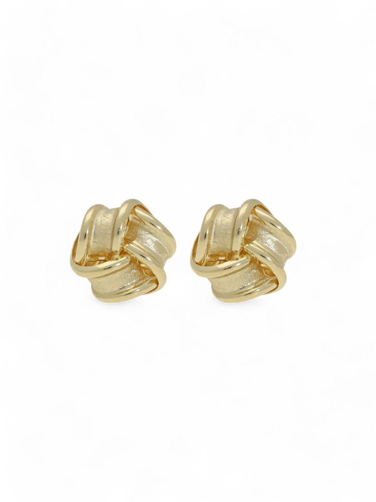 Frosted & Polished Knot Stud Earrings in 9ct Yellow Gold