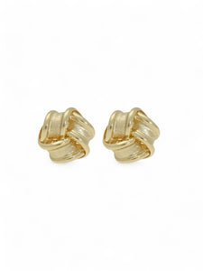 Frosted & Polished Knot Stud Earrings in 9ct Yellow Gold