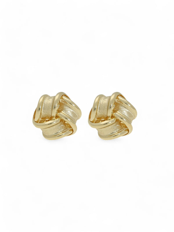 Frosted & Polished Knot Stud Earrings in 9ct Yellow Gold