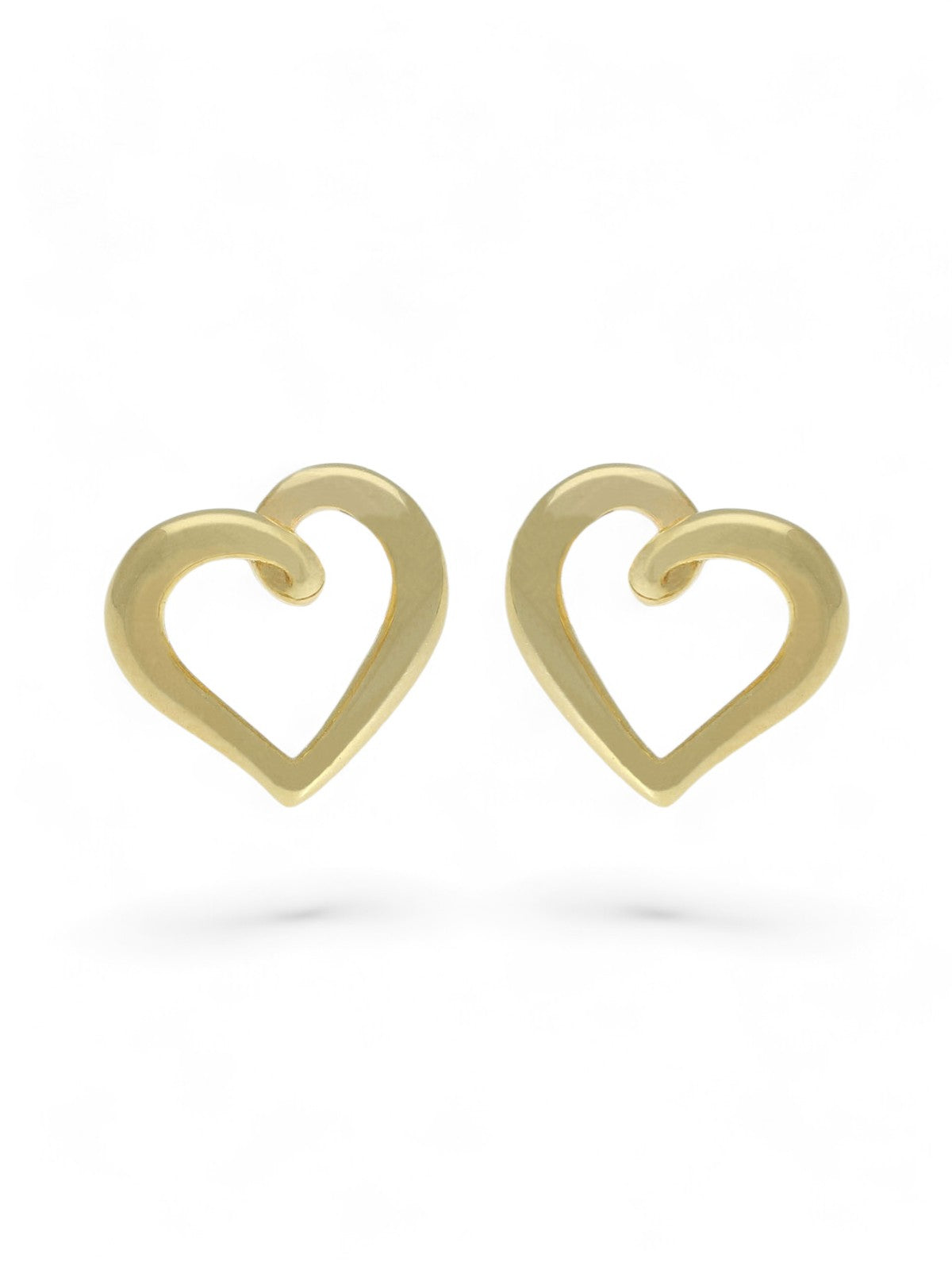 Organic Heart Stud Earrings 9mm in 9ct Yellow Gold