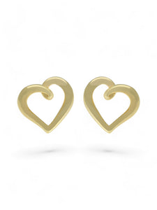 Organic Heart Stud Earrings 9mm in 9ct Yellow Gold