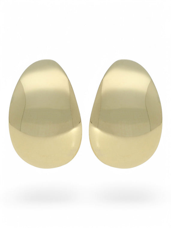 Polished Tapered Teardrop Clip & Post Stud Earrings in 9ct Yellow Gold