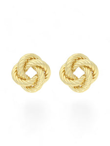 Rope Patterned Knot Stud Earrings in 9ct Yellow Gold