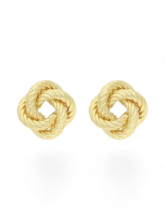 Rope Patterned Knot Stud Earrings in 9ct Yellow Gold