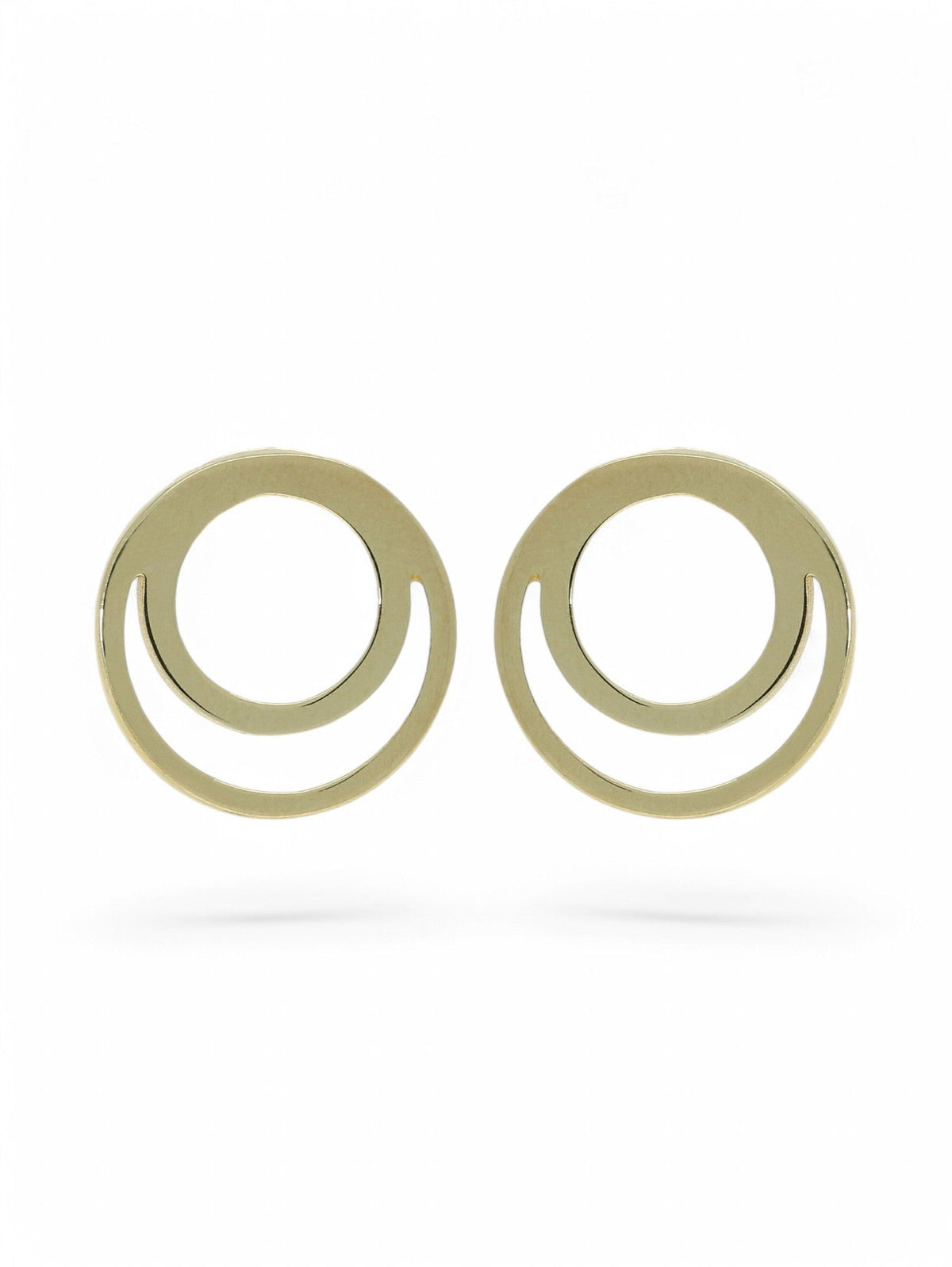 Polished Double Circle Stud Earrings in 9ct Yellow Gold