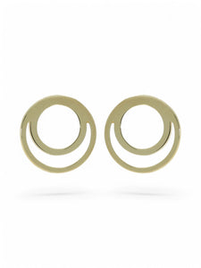 Polished Double Circle Stud Earrings in 9ct Yellow Gold