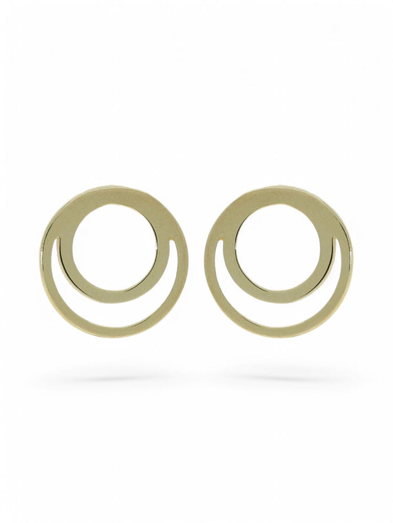 Polished Double Circle Stud Earrings in 9ct Yellow Gold