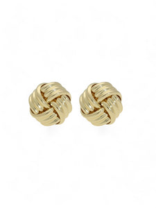 Ribbed Knot Stud Earrings in 9ct Yellow Gold