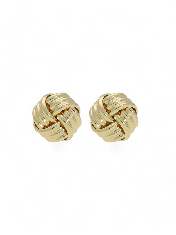 Ribbed Knot Stud Earrings in 9ct Yellow Gold